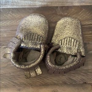 Size 3 Gold Baby Moccasins